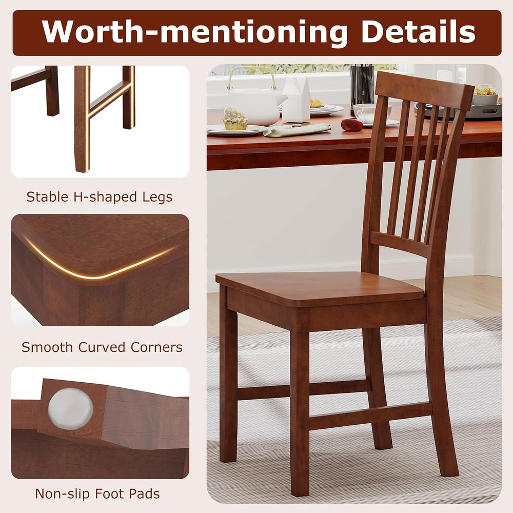 GIANTEX Wood Dining Chair Set of 2, Farmhouse Wooden Dining Side Chair with H...