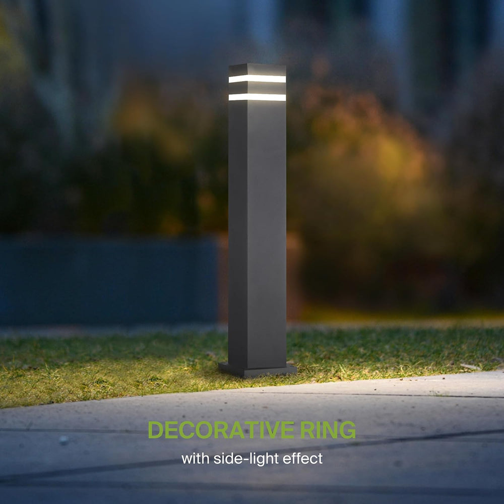 ASD 24" Square Bollard Light Fixture, Outdoor Pathway Floor Lamp | Antig...