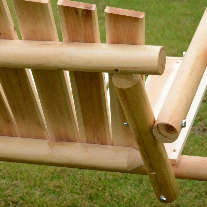 Outsunny 2-Seat Porch Swing w/Stand Wooden Patio Swing Chair Bench Natural
