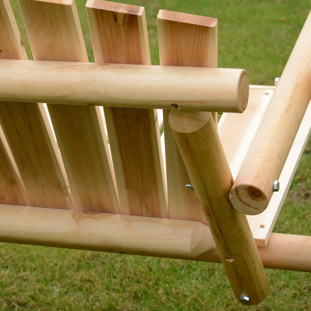 Outsunny 2-Seat Porch Swing w/Stand Wooden Patio Swing Chair Bench Natural