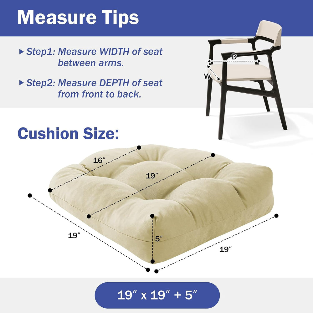 IPYNBAP Outdoor Chair Cushions Set of 4, Patio Chair Cushions with Ties, 19x1...