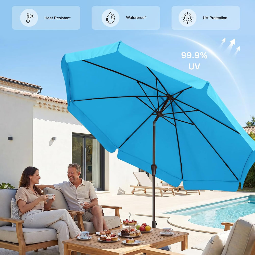 ABCCANOPY 9FT Scalloped Patio Umbrella Table Market Umbrella, Turquoise