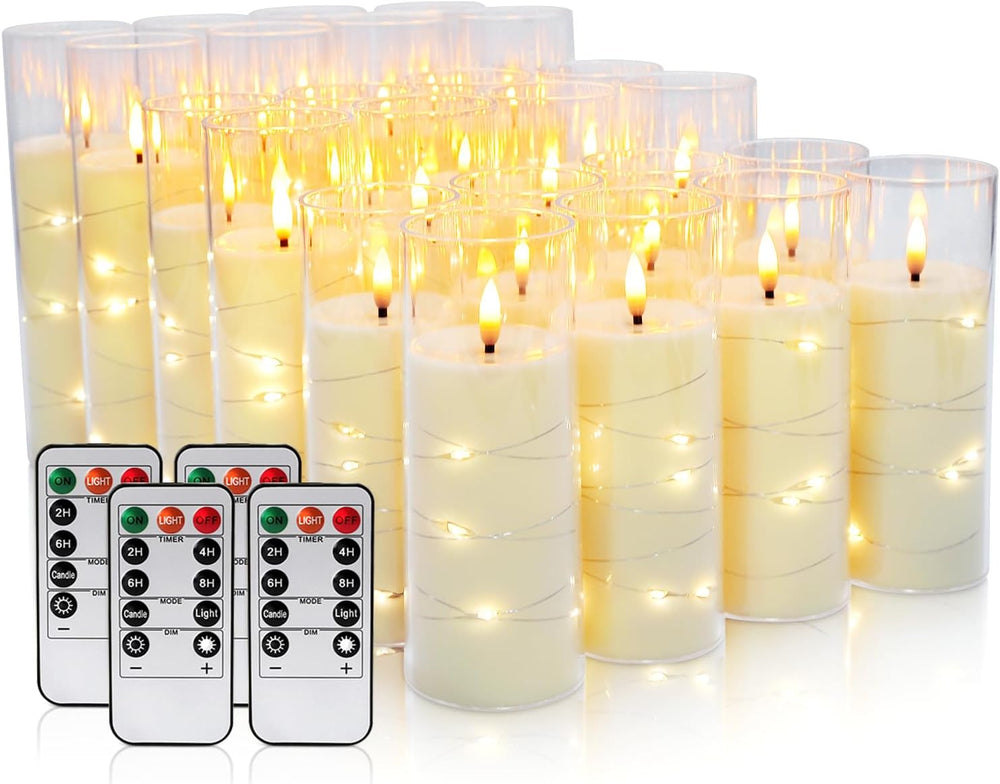 24 Pack Acrylic Flameless Candles,with Embedded Star String, Battery Operated...