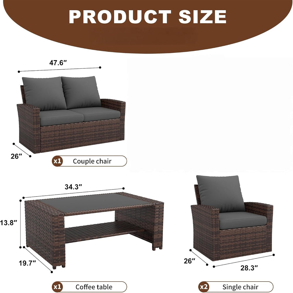 UDPATIO Patio Furniture Set, Outdoor Furniture Sets with Loveseats Sofa