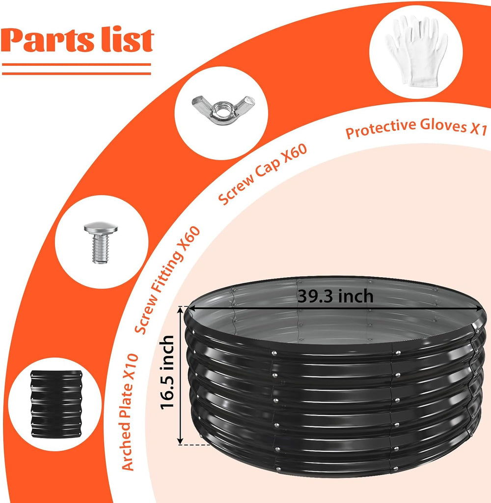 17In Tall 40 Inch Diameter Round Galvanized Fire Pit Ring/Fire Ring Black