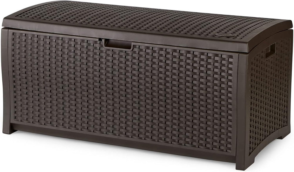 Suncast Outdoor Storage Box - 73 Gallon Mocha Brown Deck Box for Patio, weath...