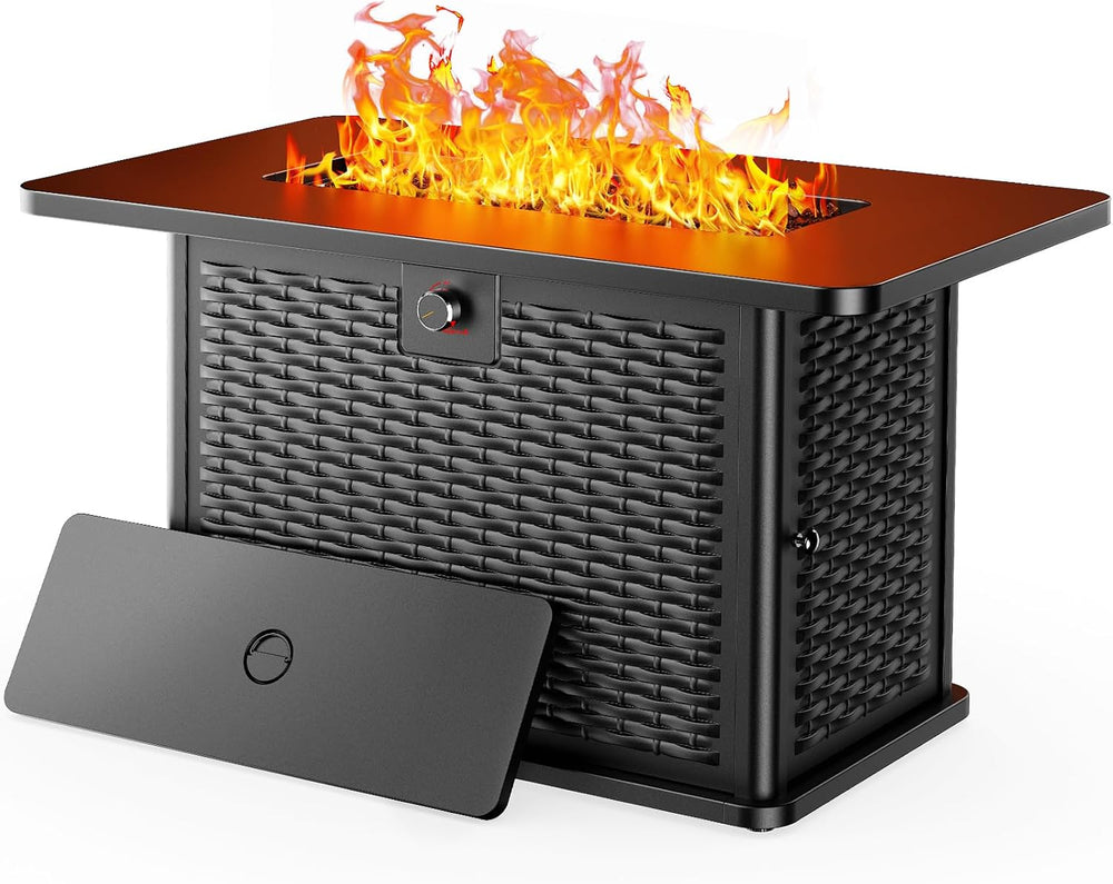 Ciays 43-Inch Rectangular Propane Fire Pit with 60,000 BTU Output, Gas with C...