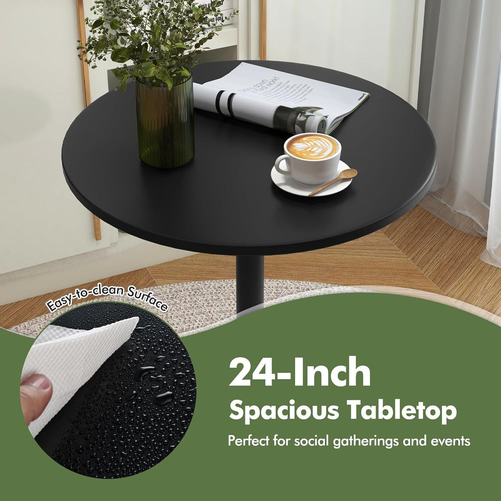COSTWAY Round Bistro Table, Height Adjustable Bar Height Cocktail Table