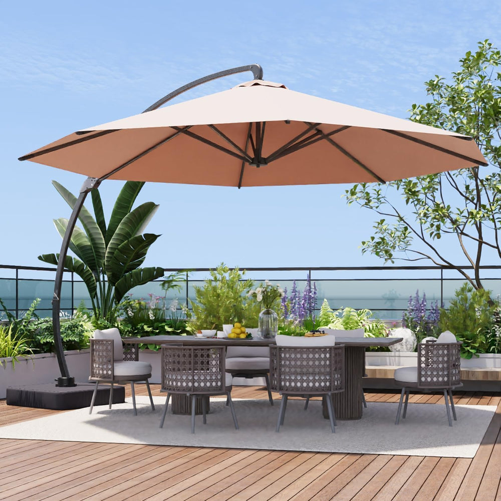 Aoxun 11 FT Cantilever Umbrella, Patio Large Aluminum Offset Umbrella Windpro...