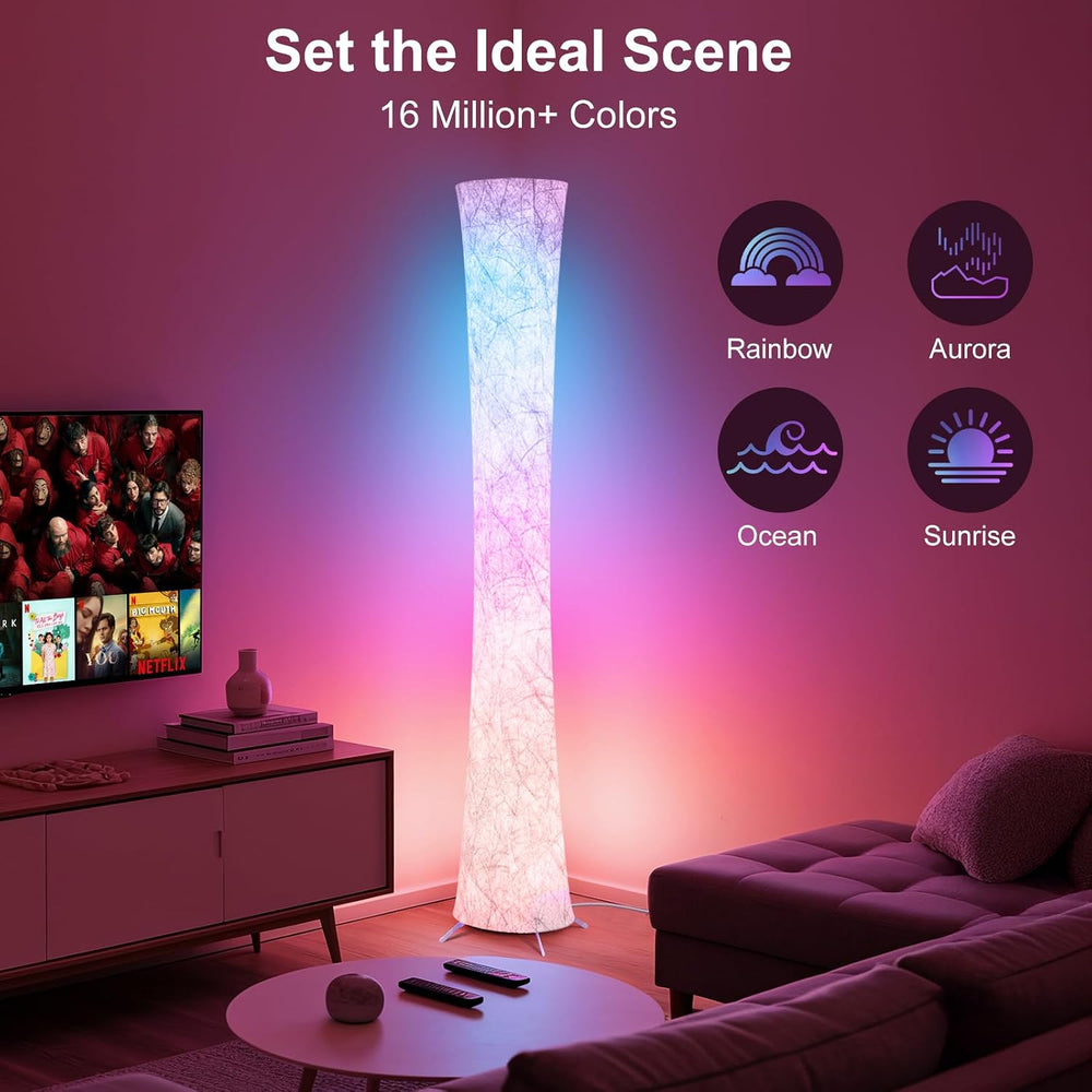 WORLD WIN Floor Lamp, 61'' Smart RGB LED Corner Lamp with Music Sync ...