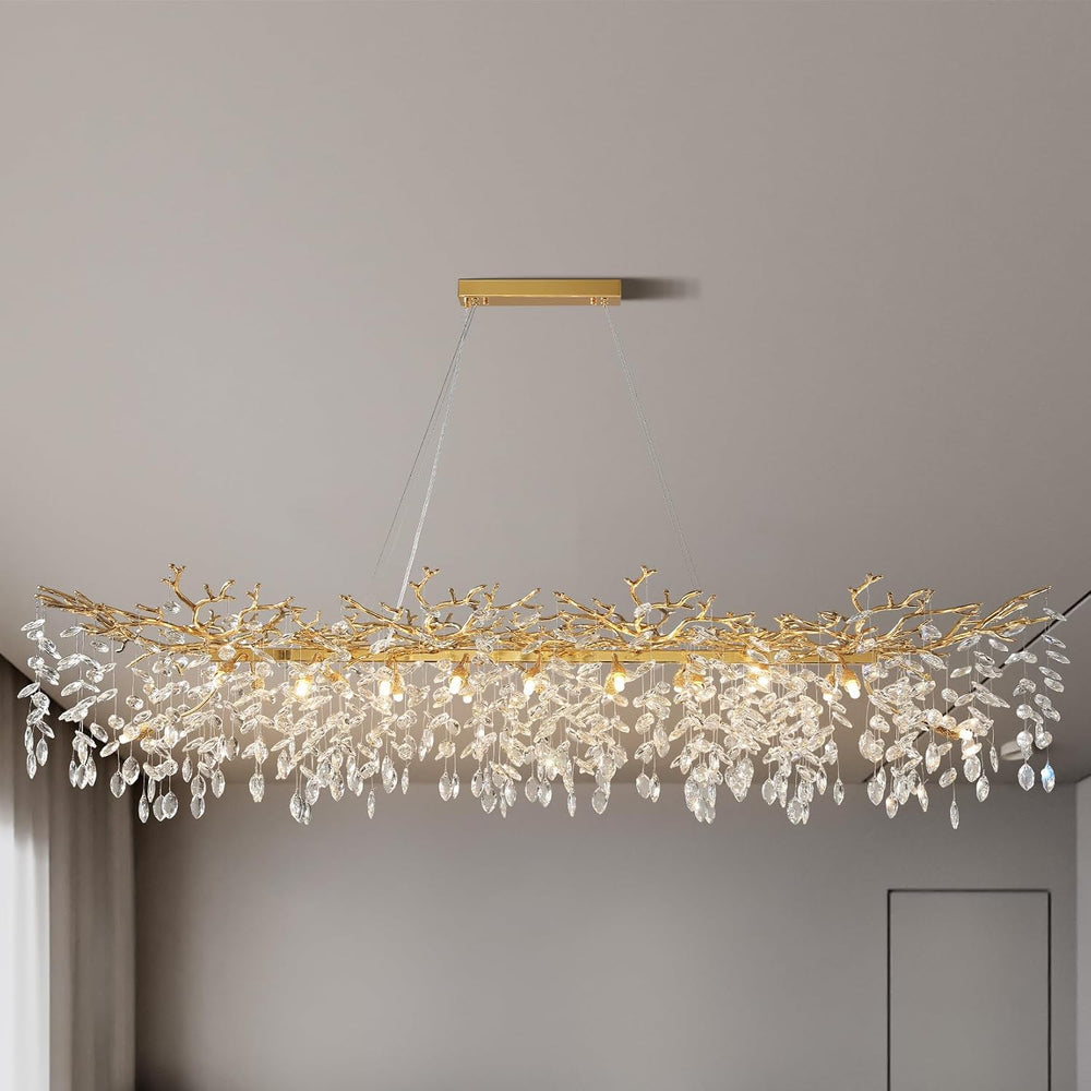 71" Modern Crystal Chandelier, 20-Light Gold Tree Branch Chandelier, Lux...