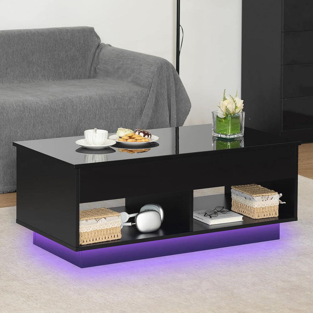 HOMMPA 40" Modern LED Coffee Table with Storage for Living Room, Lift To...