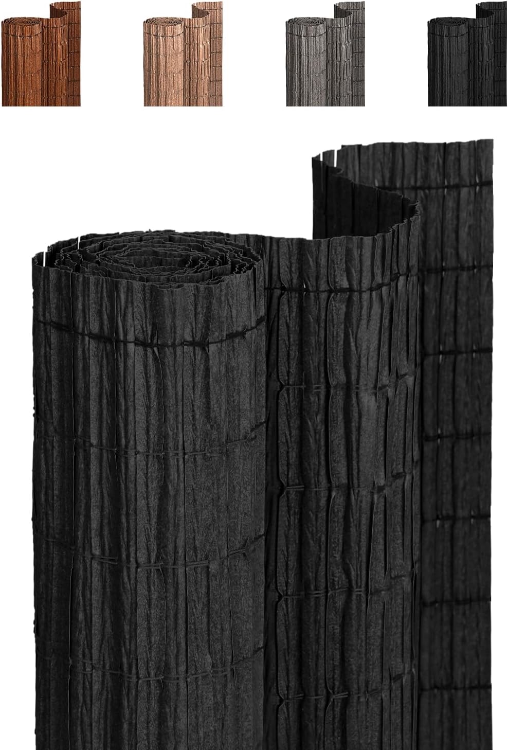 paramondo No Drilling Natural Privacy Fence Screen, Black, 2×10 FT