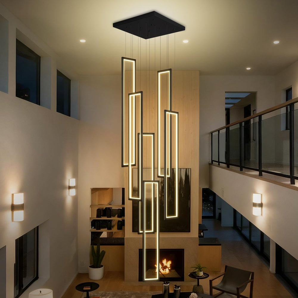 Flashing God Modern Led Chandelier,Black Chandeliers with 6 Ring for Foyer,La...