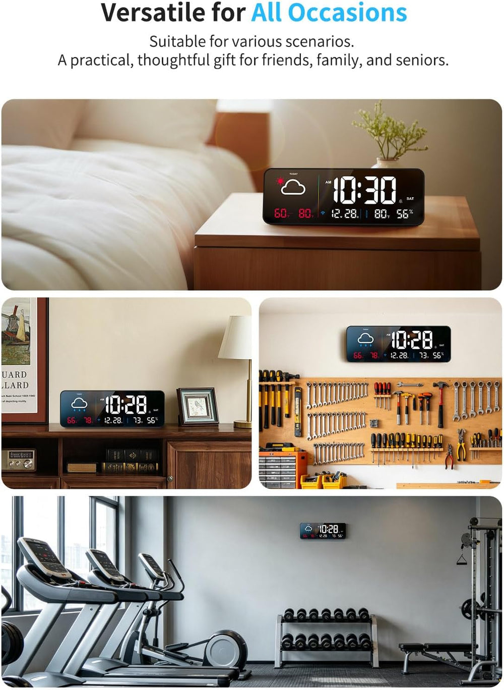 Digital Wall Clock, Digital Clock Large Display with Network Auto-Synced, Cor...