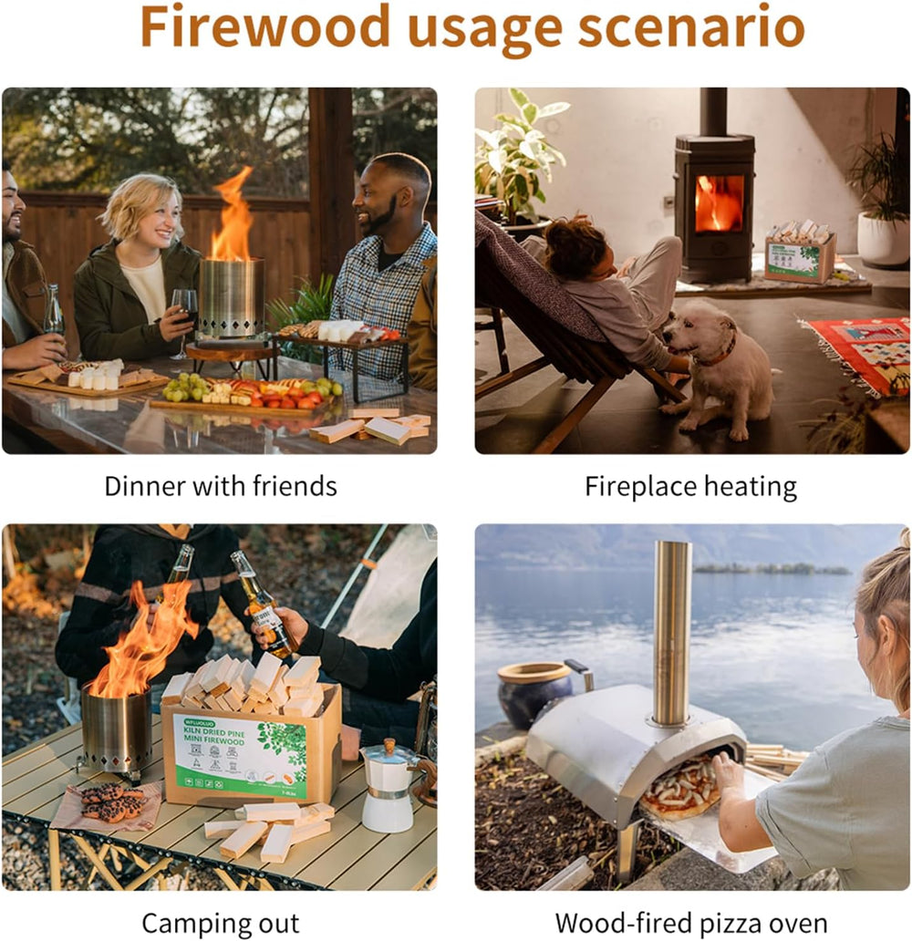 Mini Firewood with 4pcs Fire Starters&Gloves 3.5'' Lengths Pine K...