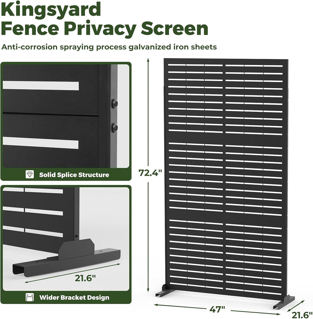 Kingsyard 72x47 Inch Metal Privacy Screen Outdoor Freestanding