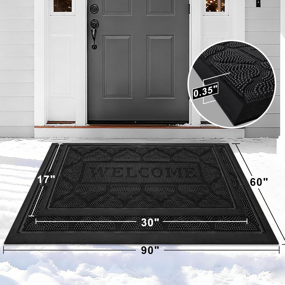 FRAMICS Front Door Mat Outside Entrance, Rubber Door Mats Welcome 24"x36...