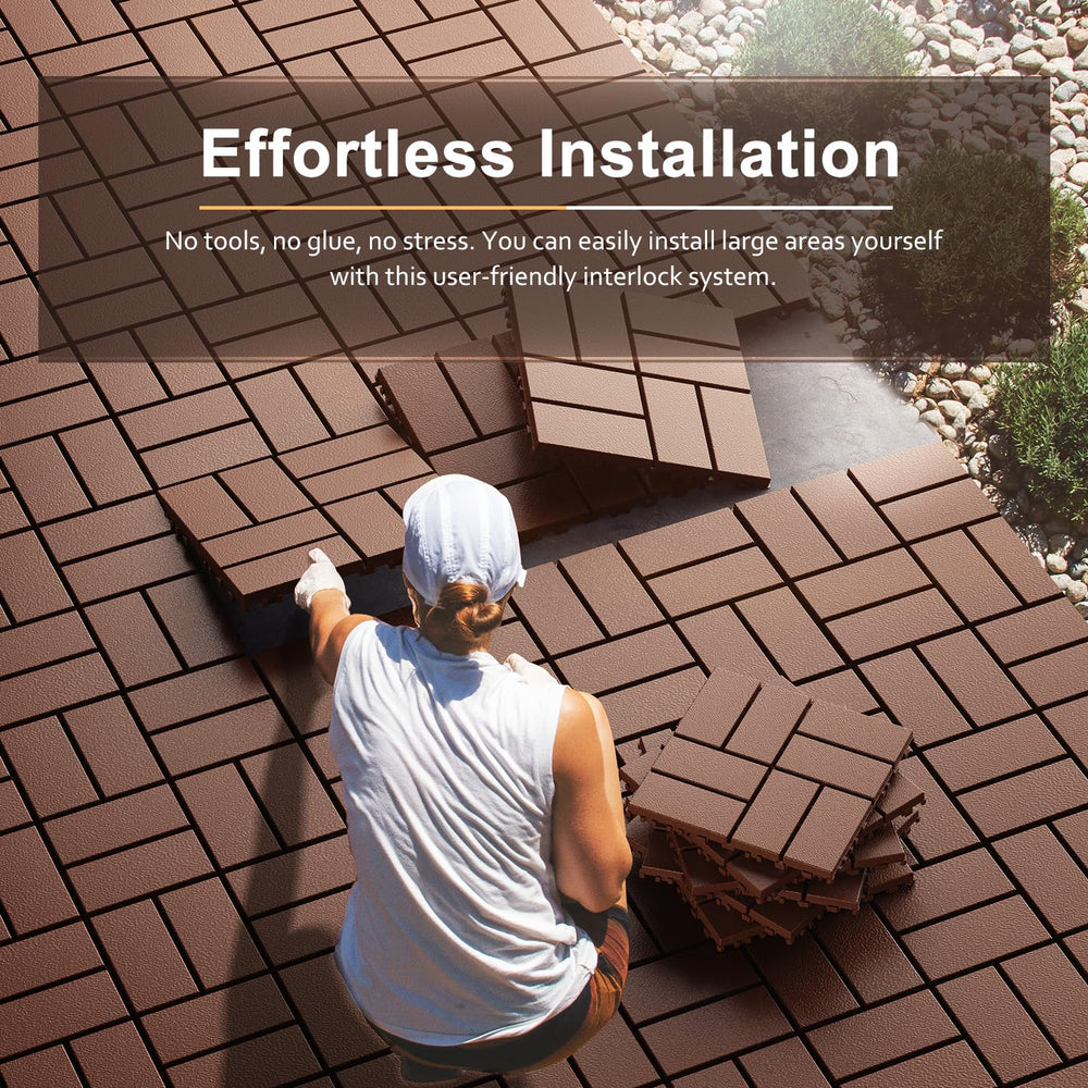 Interlocking Deck Tiles, EchoDeck Patio Deck Tiles, 44 Pack Deck Tiles Interl...