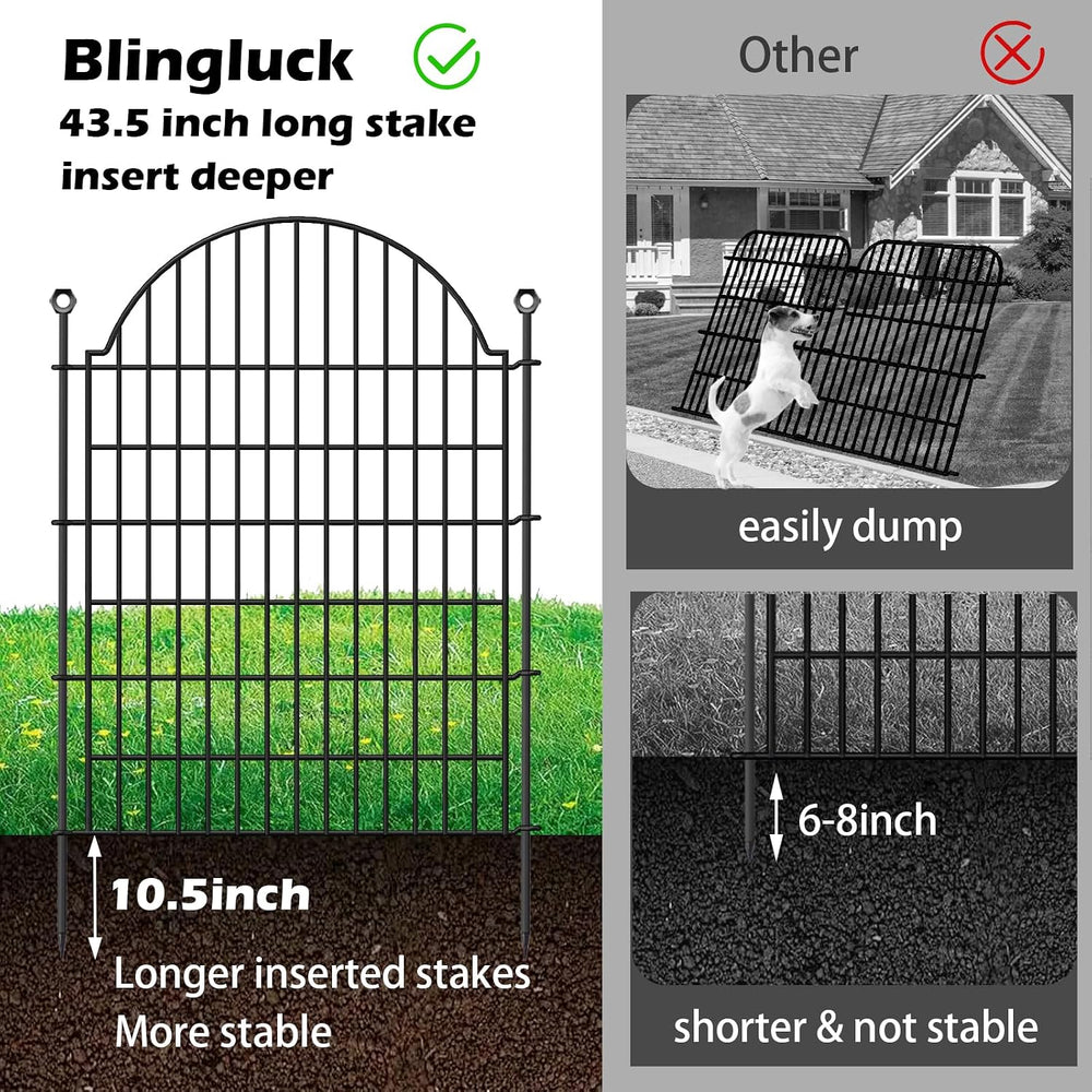 10 Panels No Dig Decorative Outdoor Garden Fence, 40in (H) x23.6ft (L)