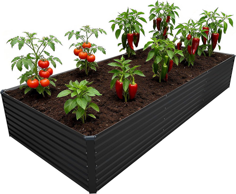 DIIYIV Galvanized Raised Garden Bed Kit Outdoor Patio,12x4x2ft Large Rectangu...