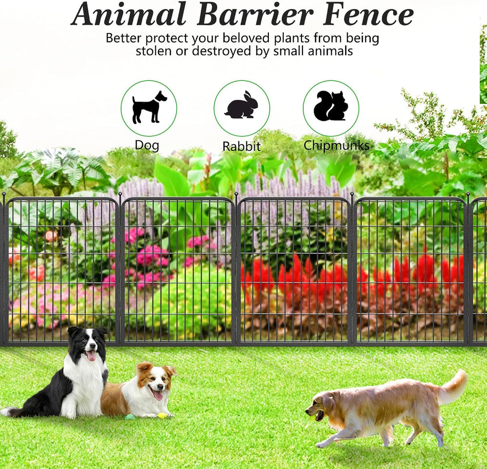 Garden Fence with Gate Metal Fencing for Yard, 32in x 46ft 20 Panels No Dig F...