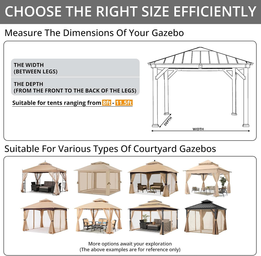 MASTERCANOPY Mosquito Screen Walls for Gazebo, 10x10 ft, Beige