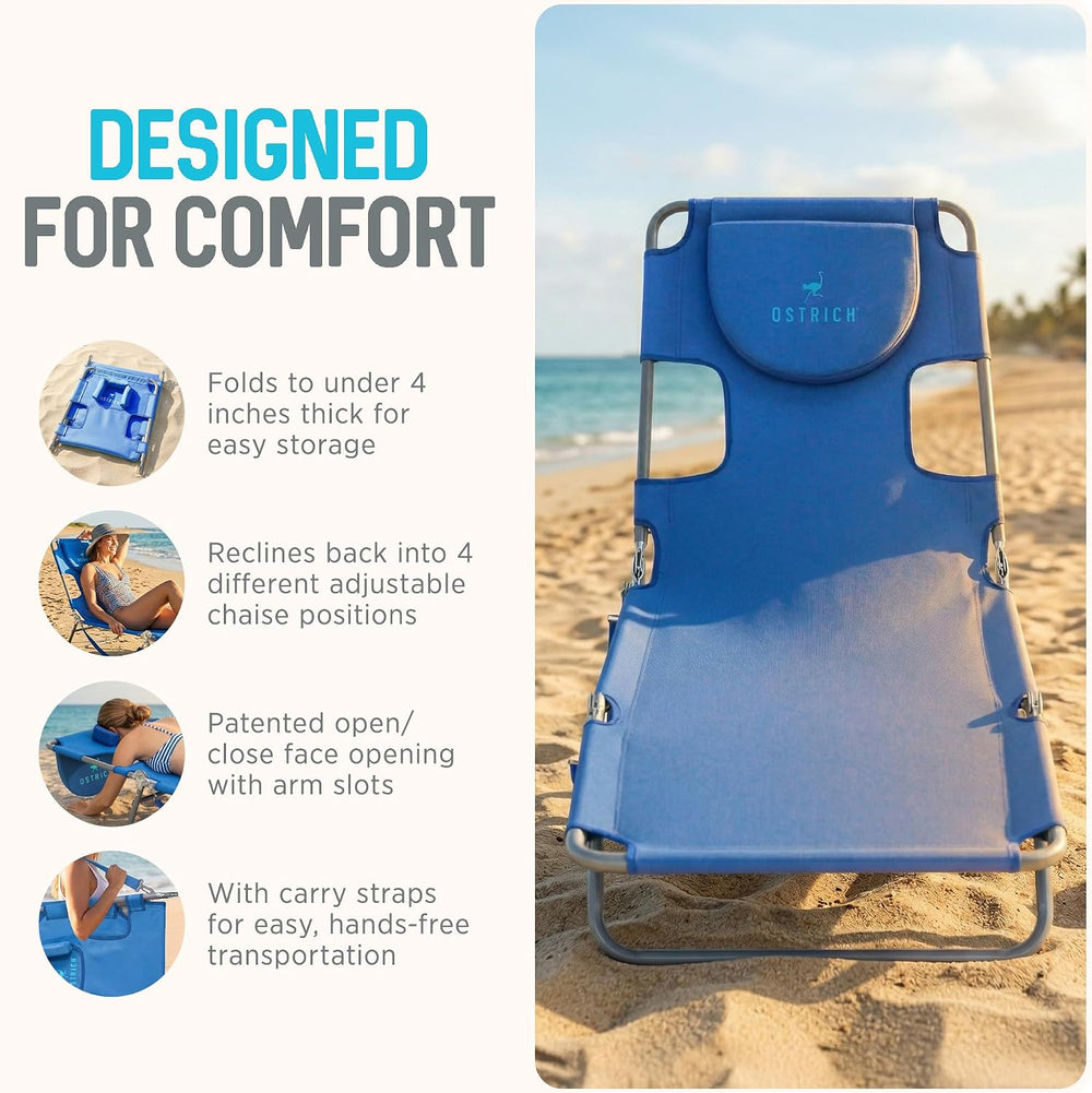Ostrich The Original Chaise Lounge 72"x22" Portable Reclining Loung...