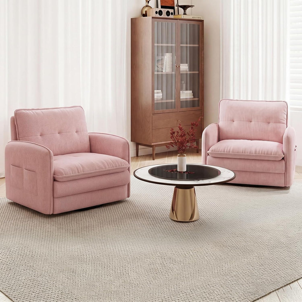 360°Swivel Accent Armchair,Modern 33" Corduroy Swivel Accent Chair for L...