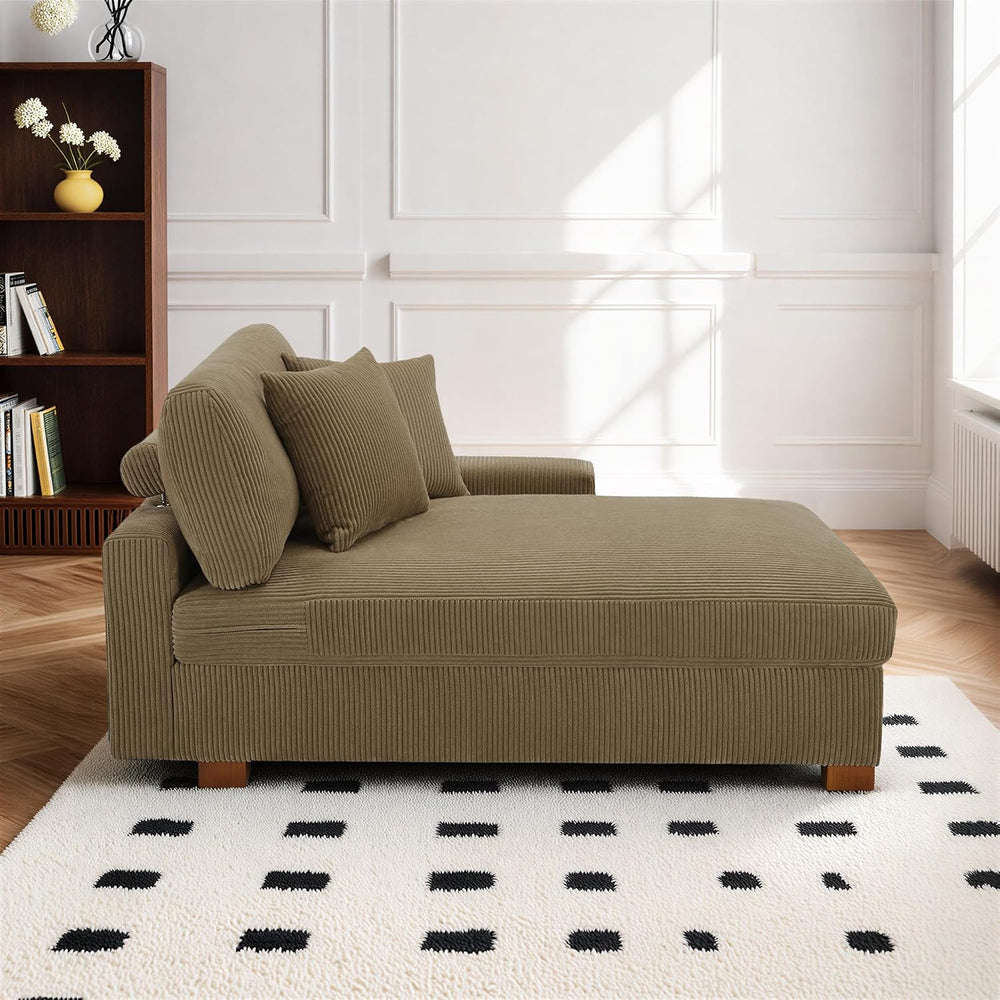 Chaise Lounge Chair Indoor, Oversized Upholstered Sofa Bed for Living Room, C...