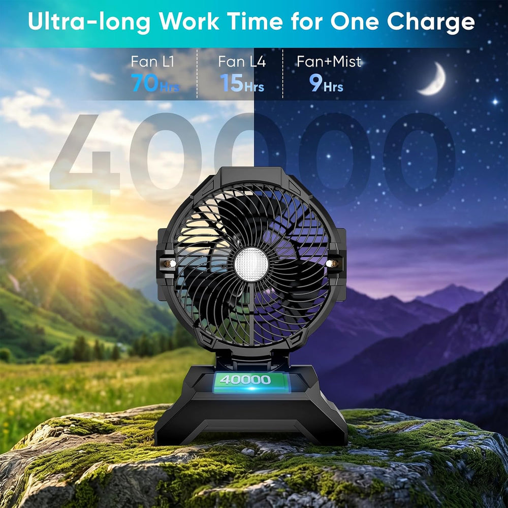 Portable Misting Fan for Outside, 70Hrs Camping Mister Fan,15L Cooling Fan wi...