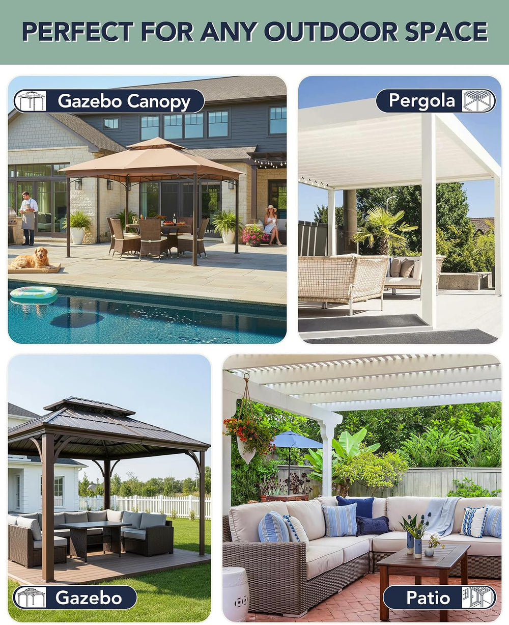 Patio Curtains Outdoor Waterproof with Zipper, 4-Panel, Grey