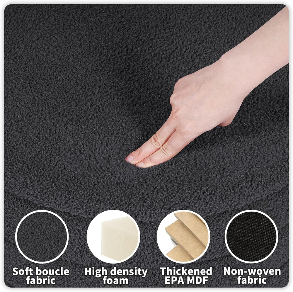 PINPLUS Round Storage Ottoman, Foldable Sherpa Ottoman Footstool Storage with...