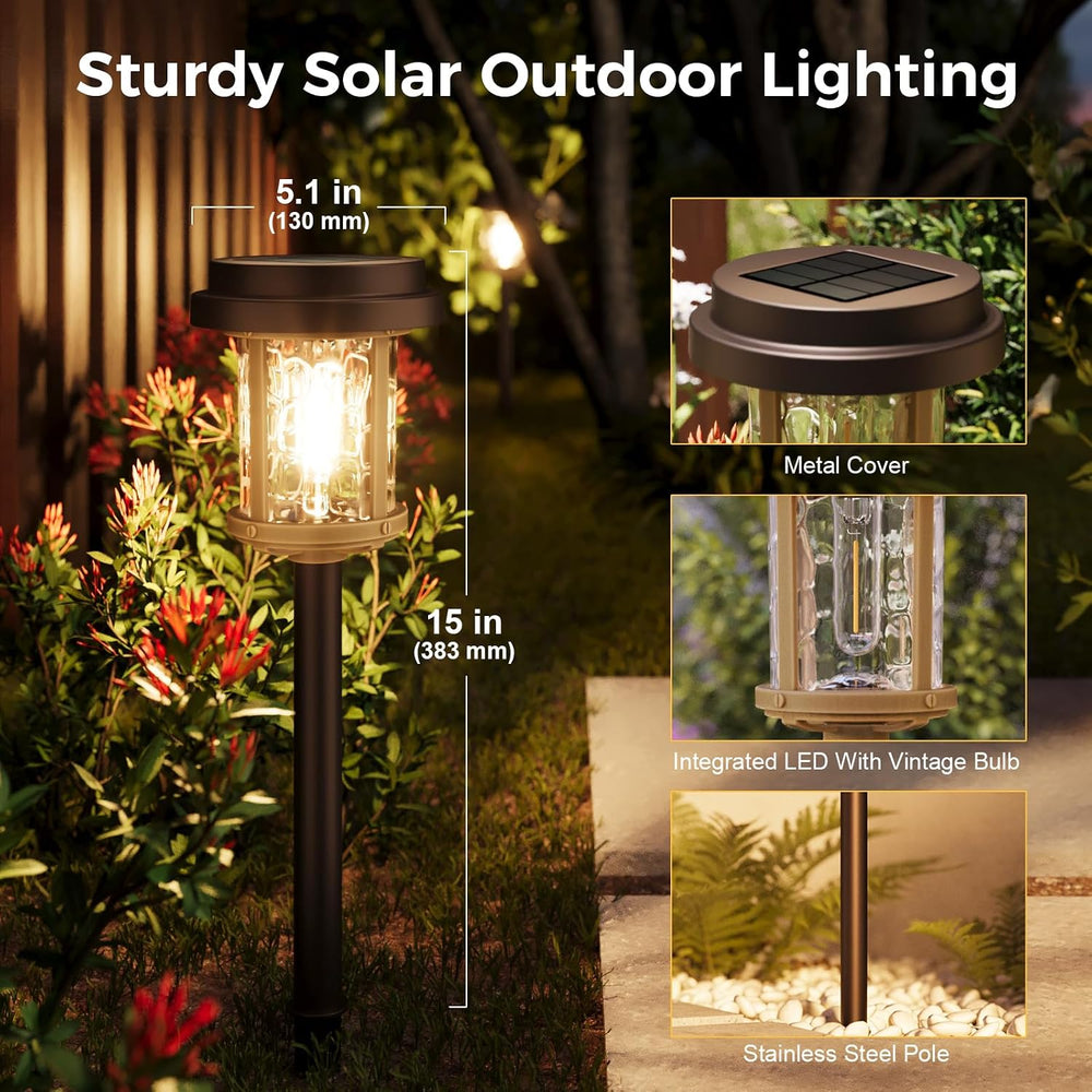 XMCOSY+ Solar Pathway Lights, 6 Pack Solar Outside Garden Landscape Lights