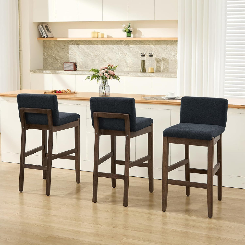 28.9 Inch Bar Stools Set of 2, Counter Height Bar Stools with Backs, Comforta...