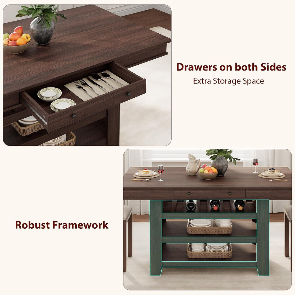 Garvee Counter Height Dining Table with 2 Drawers, 36" Farmhouse Wooden ...