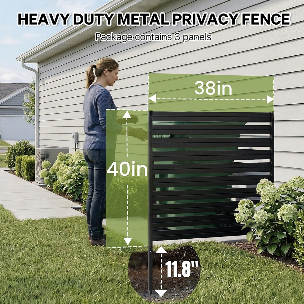 Metal Air Conditioner Fence 3 Panels - 38" W x 40" H Outdoor Privac...