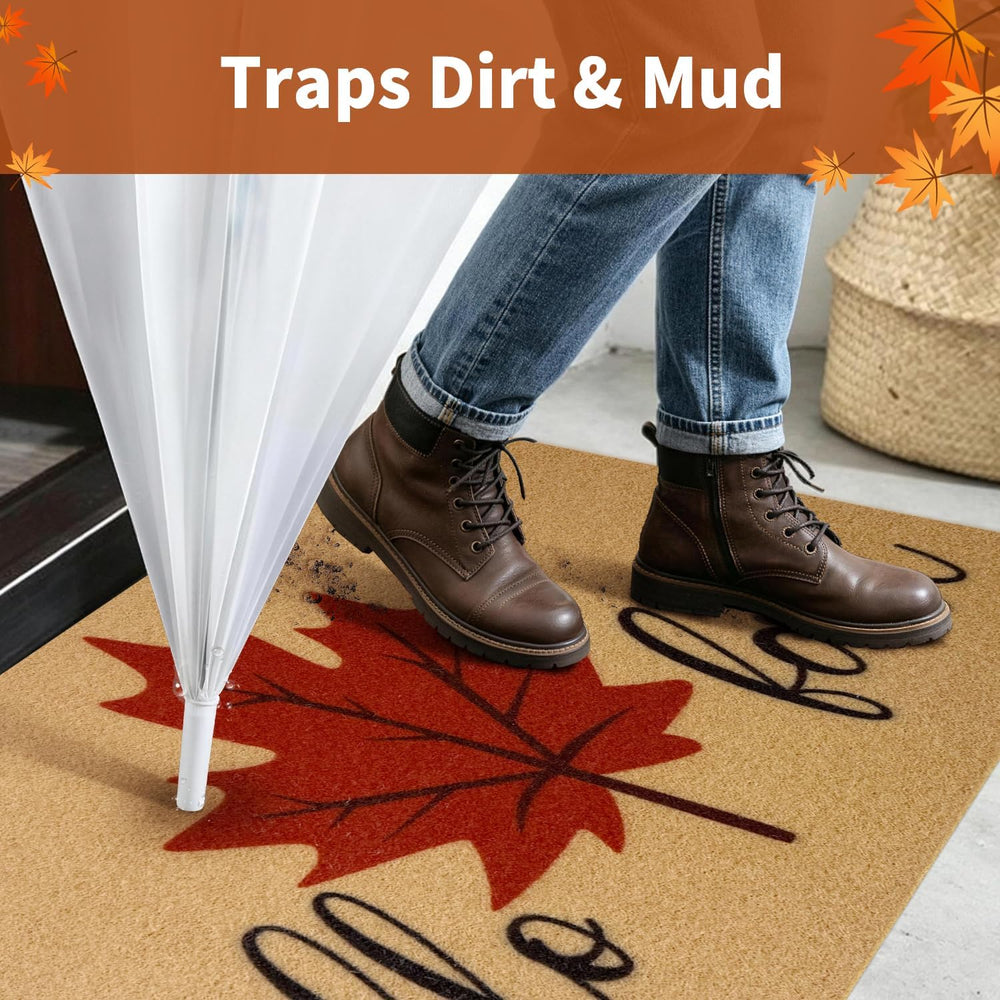Hello Fall Door Mat, Non Slip Front Welcome Mat Outdoor Indoor 24x36