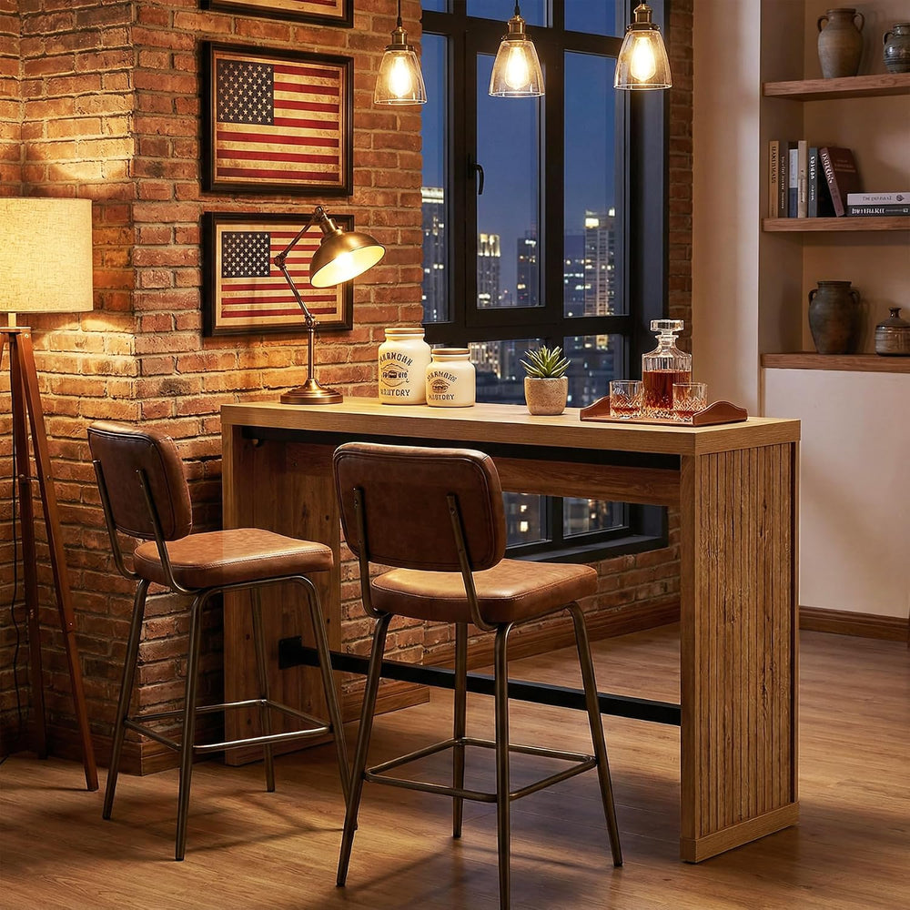 Tribesigns 55-Inch Bar Table with Metal Footrest, Counter Height Pub Table, N...