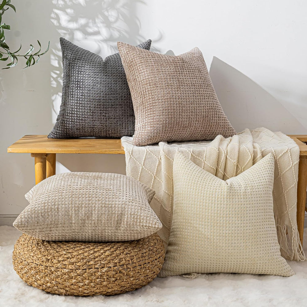 Pack of 4 Throw Pillow Covers 24x24” Boho Cushion Covers for Living Room