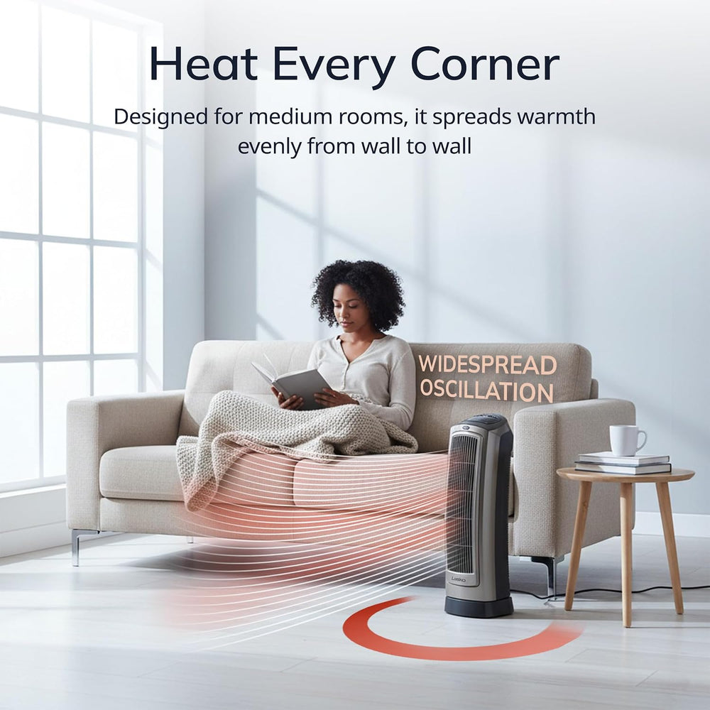 Lasko Oscillating Digital Ceramic Tower Heater for Home with Adjustable Therm...