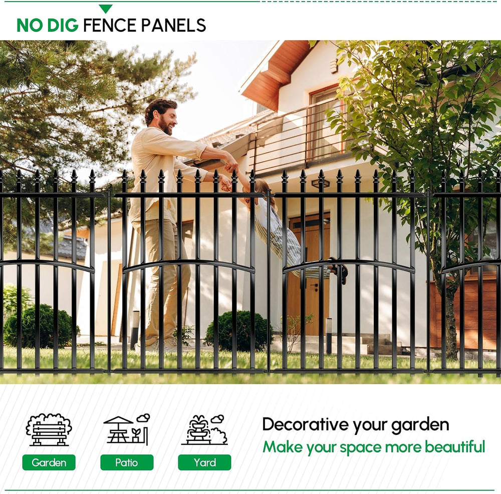 Metal Garden Fence 32in H x 27in W (10 Panels, Total Length 23ft), No Dig Ani...