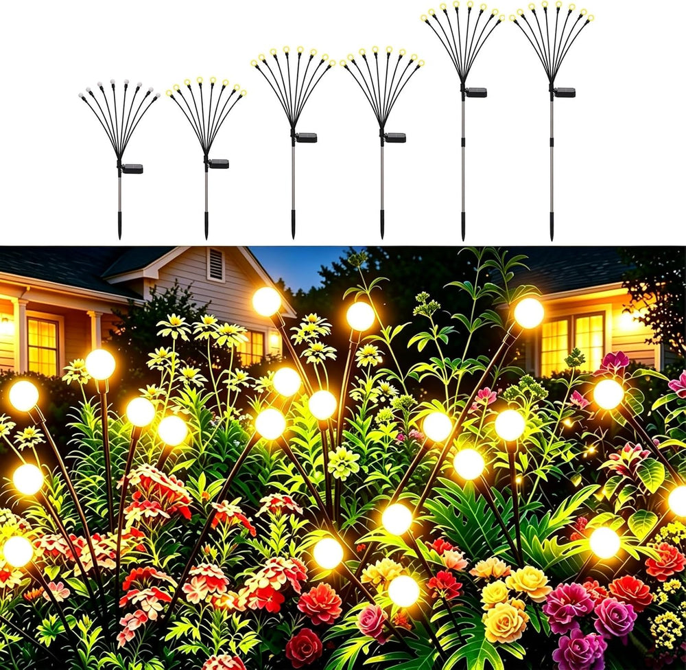 Solar Firefly Lights Outdoor Yard Garden Decor Warm White 6 Pack