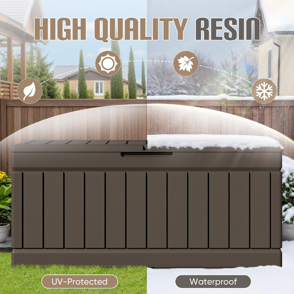 JUMMICO 78 Gallon Deck Box Waterproof Resin Outdoor Storage Box