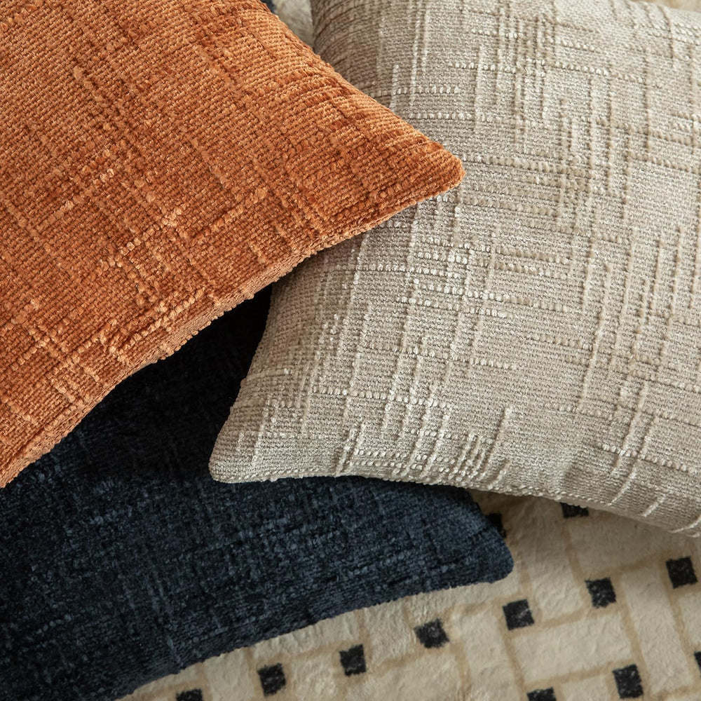 MANDIOO Pack of 2 Soft Chenille Textured Throw Pillow Covers Square Accent So...