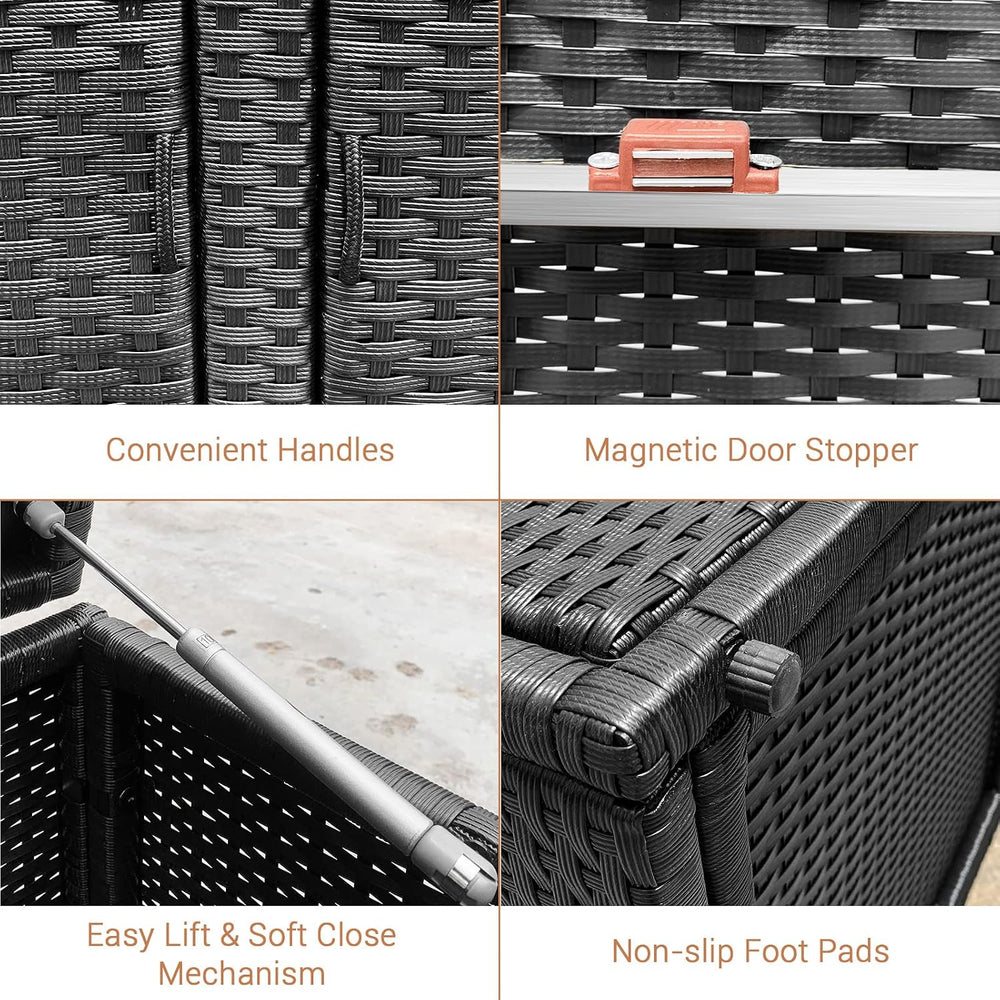 Giantex Rattan Deck Box Outdoor&Indoor 88 Gallon Wicker Storage Bench W/S...