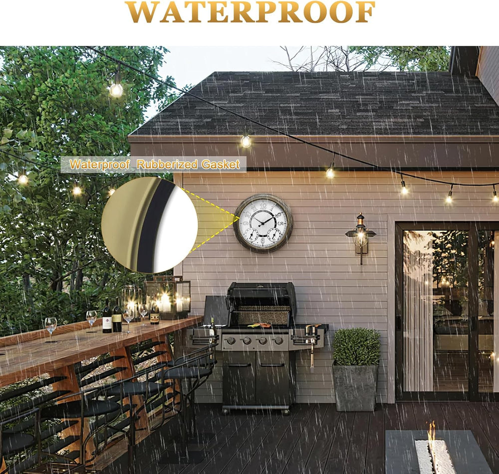 Pytha Sight 15 Inch Metal Illuminated Outdoor Clocks for Patio Waterproof