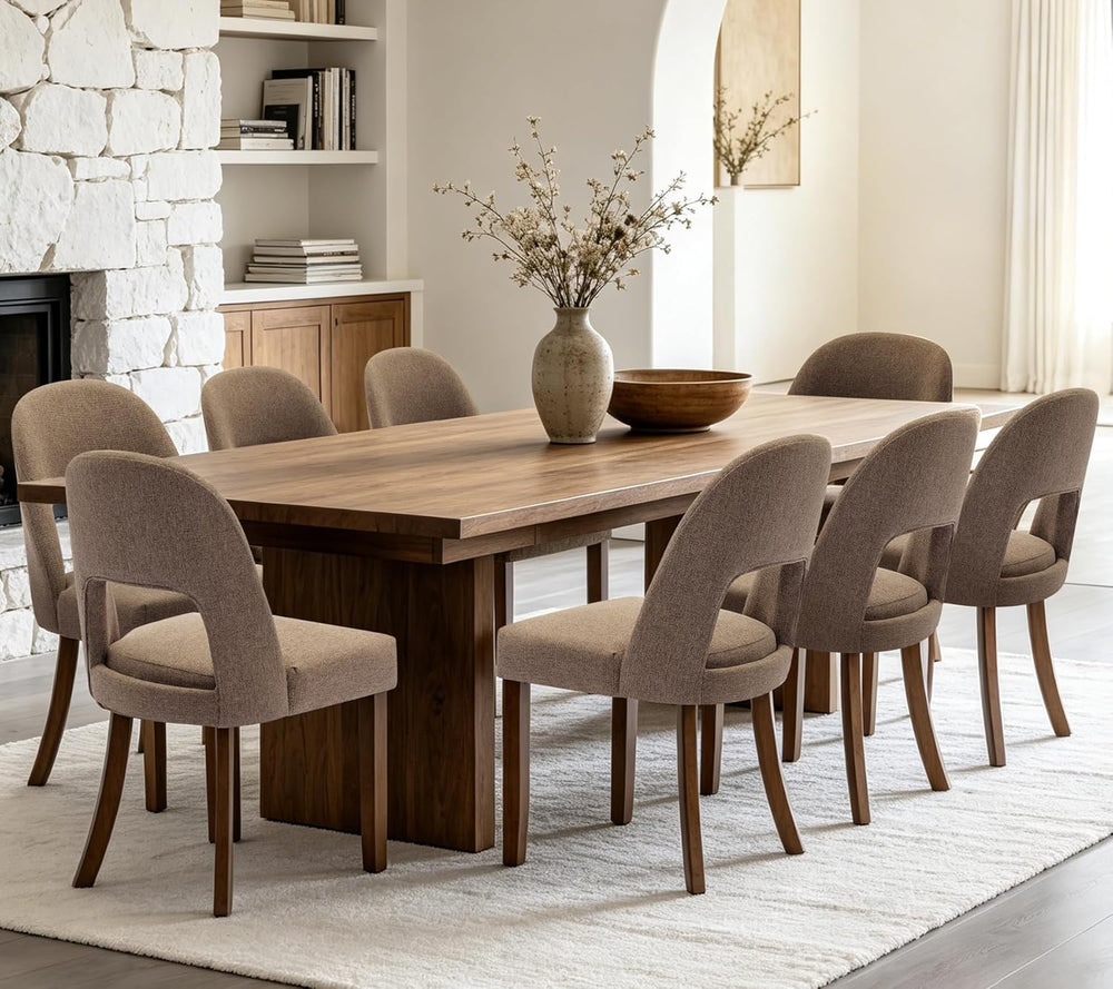 Wooden Dining Chairs Set of 8, Upholstered Kitchen Chairs with Walnut Wood Le...