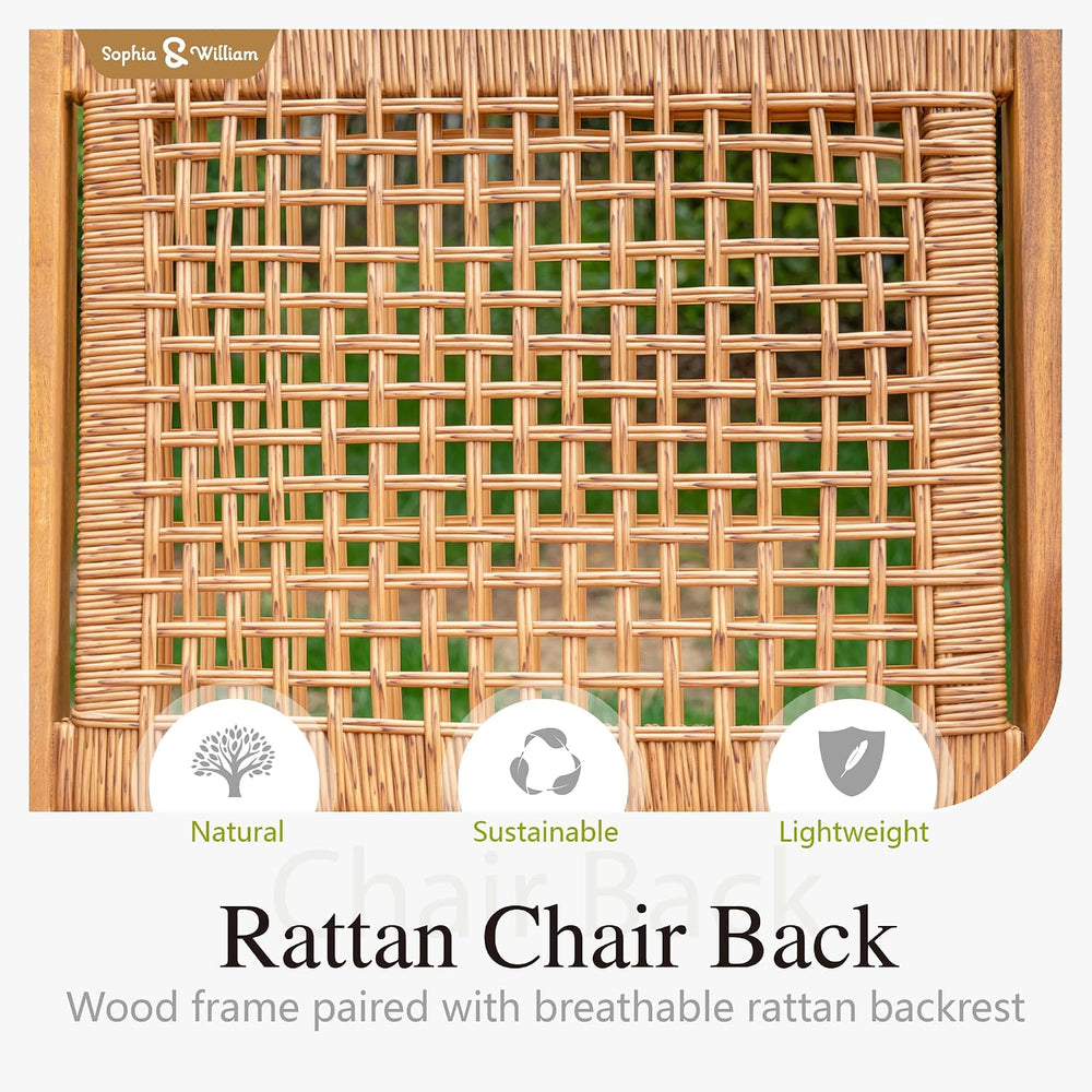 Sophia & William Patio Dining Set, Rattan, Wood Chairs