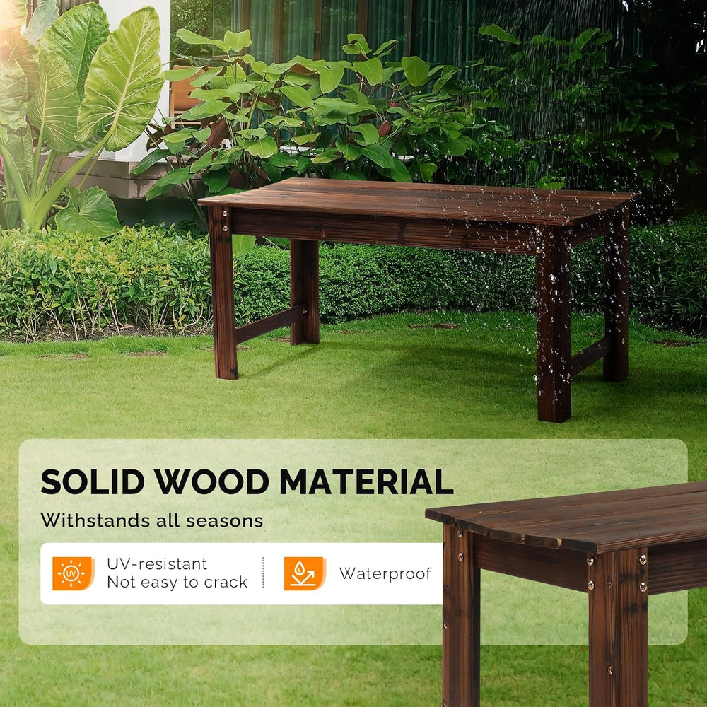 VINGLI Outdoor Wood Bench, 40" Outdoor Bench Patio Wooden Bench Garden B...